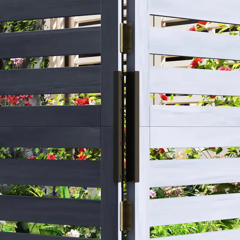 Outdoor Privacy Screen with 4 Raised Garden Beds & Drainage Holes, Patio Planter