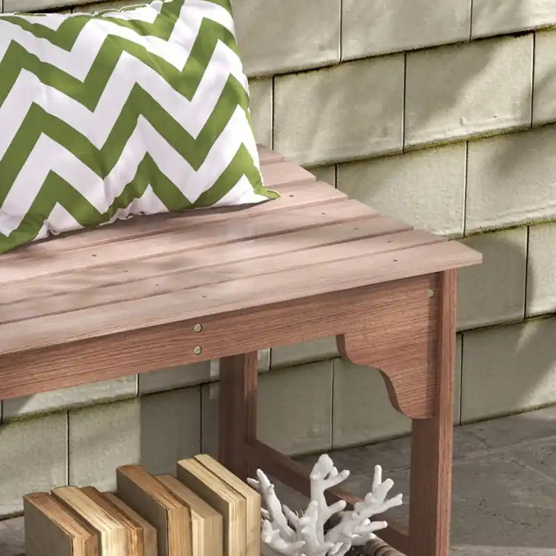 Wooden Garden Stool with Slatted Seat, Front Porch Bench, Outdoor Accent Seating