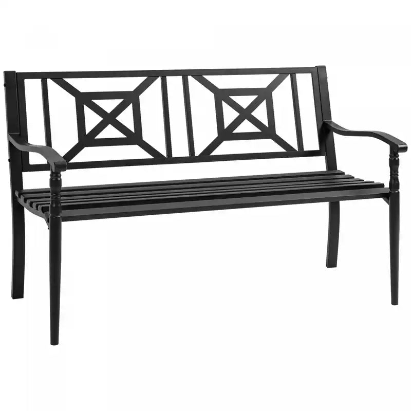 Outsunny Steel Garden Bench For Outdoor, 2-person Patio Bench