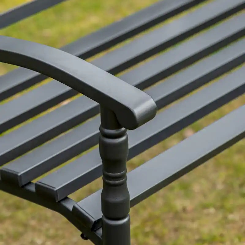 Steel 2-Person Outdoor Garden Bench, Weather-Resistant Patio Seating