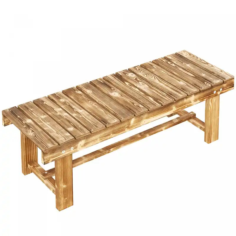 Outsunny 43.25 Outdoor Wood Garden Bench Double Seat Carbonized