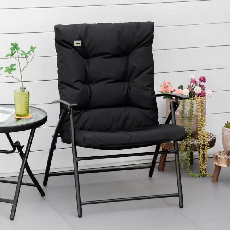 Fabric Upholstered Foldable Recliner Lounge Chair with Armrest, Outdoor & Indoor Use