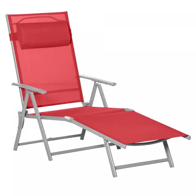 Outsunny Steel Outdoor Folding Portable Chaise Lounge Chair Recliner