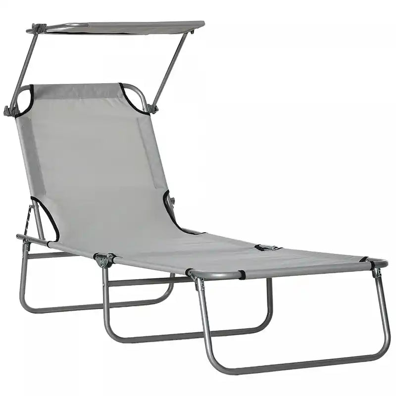 Outsunny Outdoor Lounge Chair, Adjustable Folding Chaise Lounge