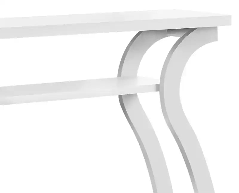 Quinn 47.25 Sofa Table with Shelf - White & Gold