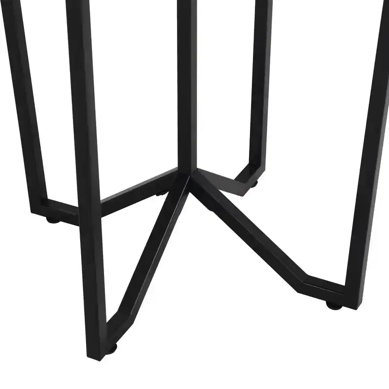 Xander 24 Modern Round Glass Top End Table - Black and Gold with Metal Legs